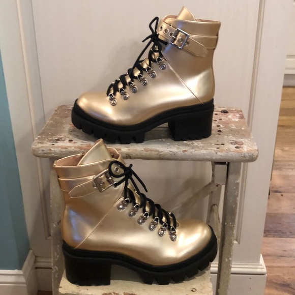 Jeffrey Campbell Shoes - Jeffrey Campbell Gold Czech Boots.